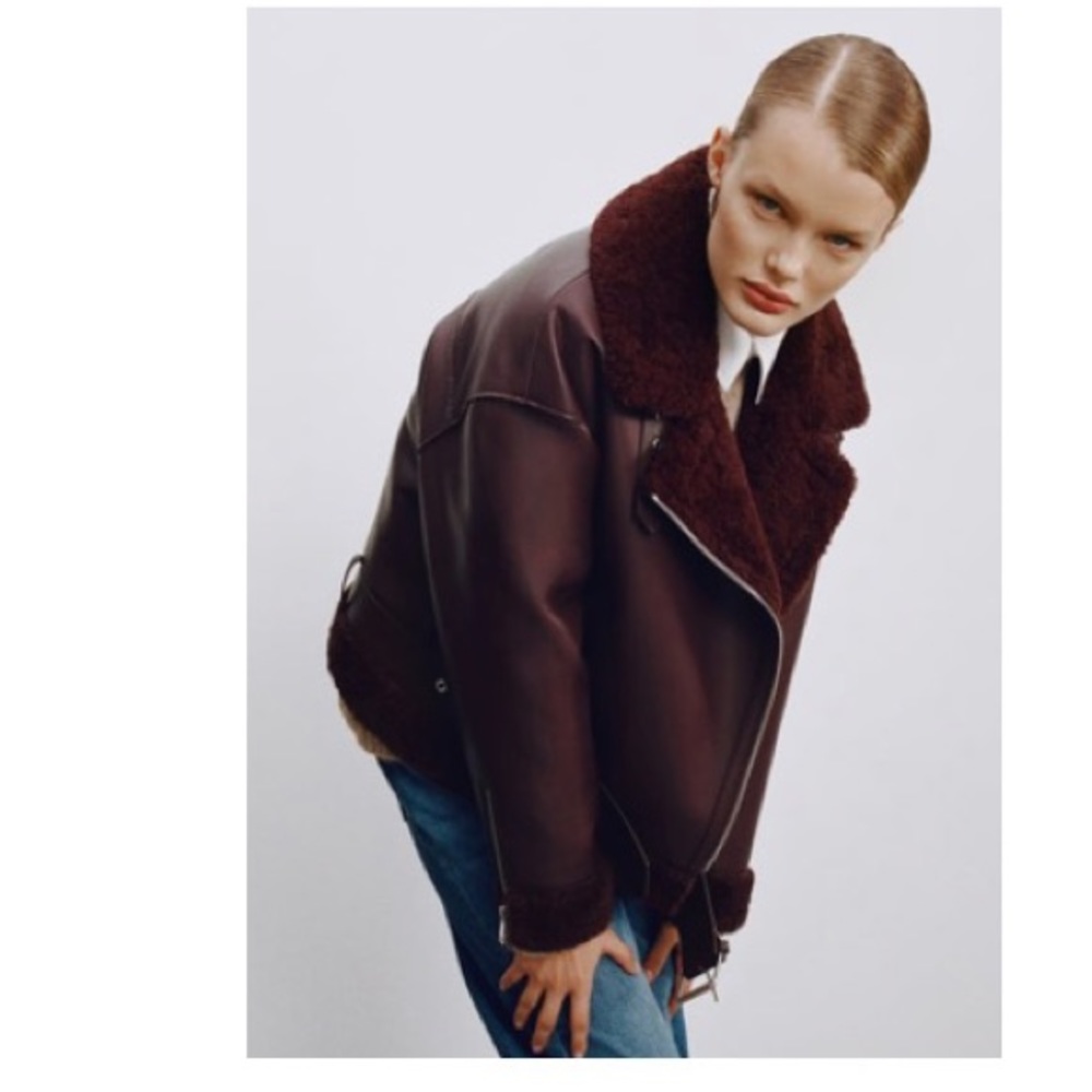 Zara Leather Sherpa Jacket